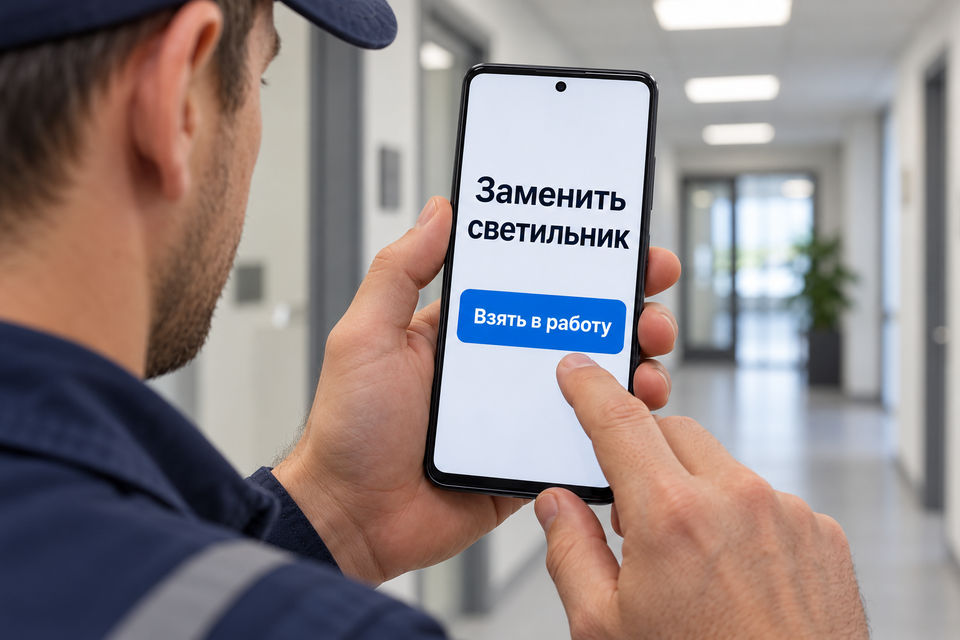 Исполнитель принимает задачу в работу на телефоне